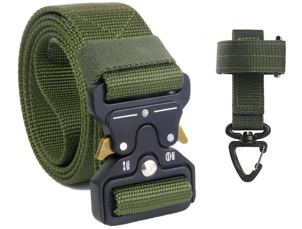 Ремінь Assaulter belt з металевою пряжкою та карабіном 140 см Оливковий