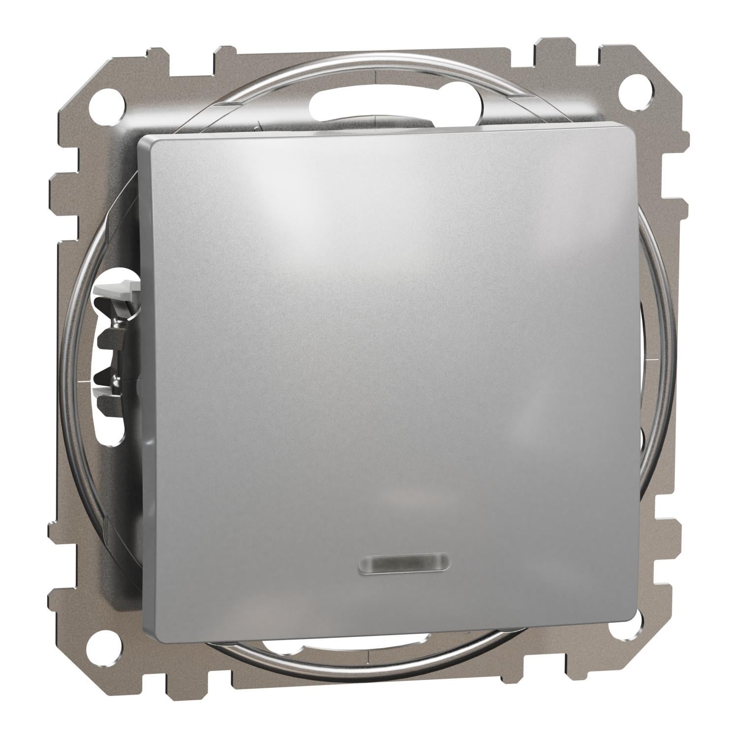 Перемикач одноклавішний Schneider Electric з підсвічуванням Алюміній Sedna Design & Element (SDD113106L)