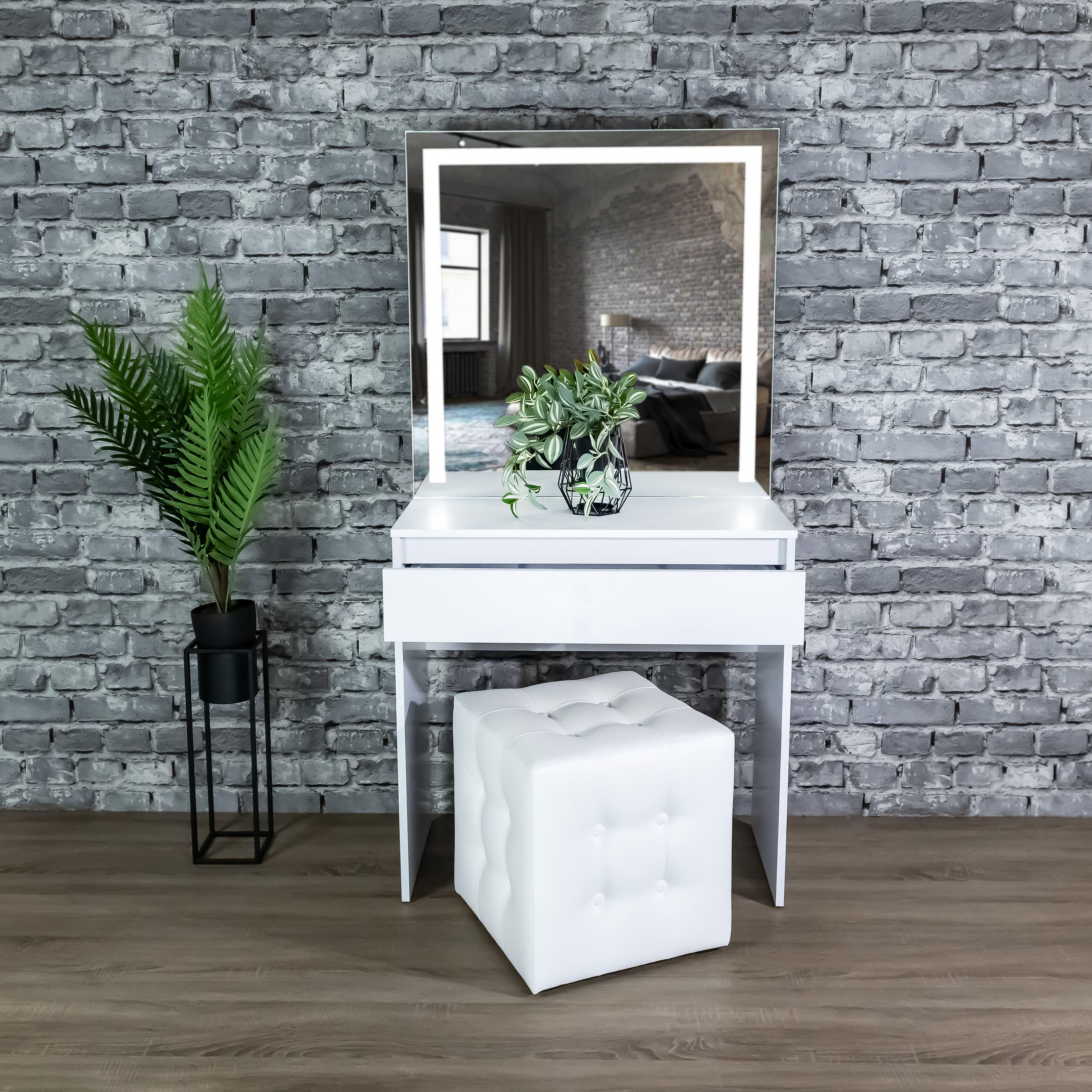 Стіл макіяжний з підсвіткою та шухлядою 160х80х40 см Білий (01/05) - фото 3 Стіл макіяжний з підсвіткою та шухлядою 160х80х40 см Білий (01/05) - фото 3