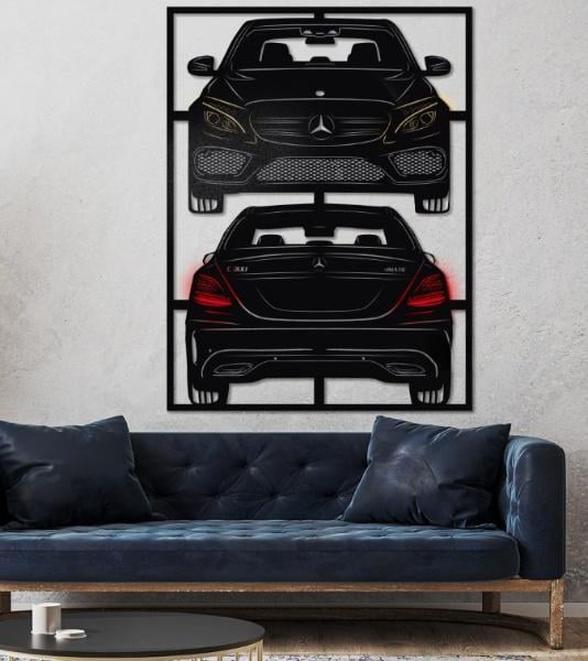 Декор настенный в стиле минимализм деревянное Decart Mercedes S300 2018 без подсветки на кухню гостиную и спальню 90х67 см