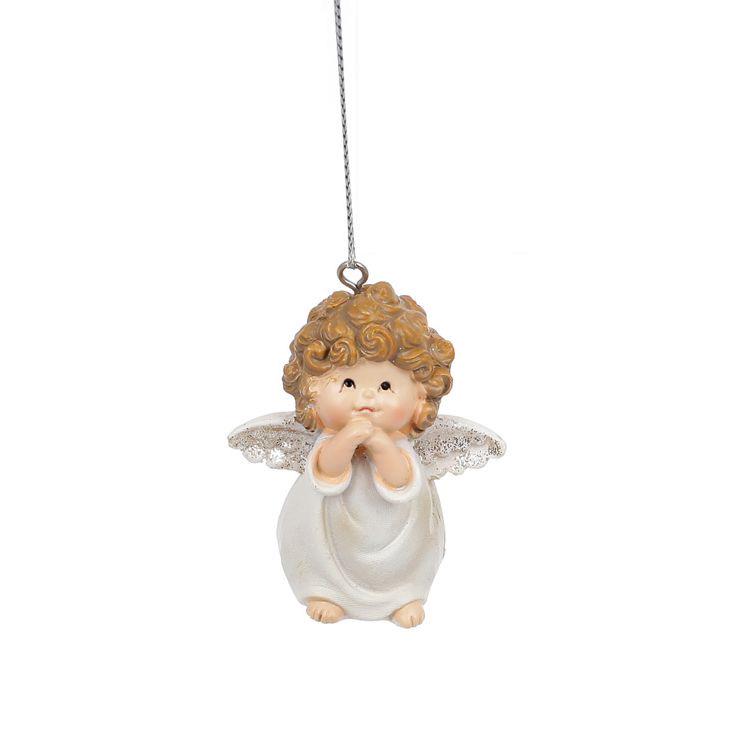Декоративная подвеска Bonadi Ангелочек Дизайн 4 6 см Кремово-белый (559-539)