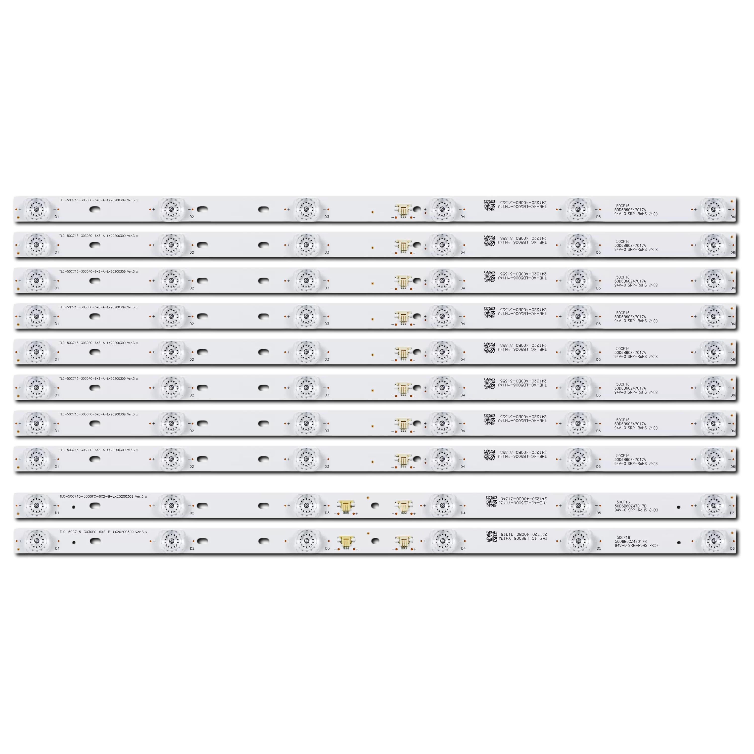 Комплект LED подсветки для TV TCL-50C715-3030FC-6X8-A TCL-50C715-3030FC-6X8-B-LX20200309 YHE-4C-LB5006-YH15J/YH16 50" 10 шт. (ART-14278)