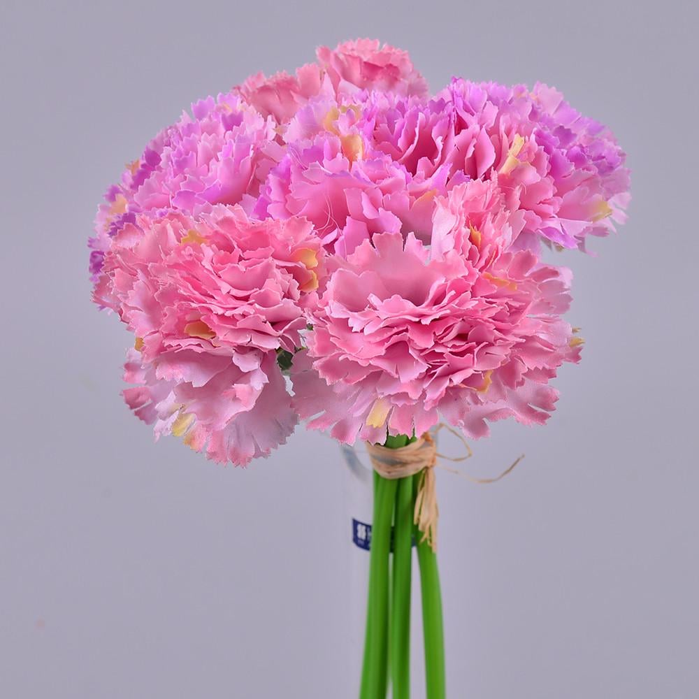 Искусственные цветы Букет гвоздики вязкой Розово-сиреневый (1347-5)