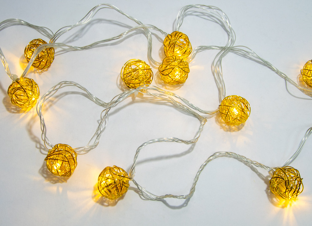 Гирлянда Xmas Golden Ball WW 1,2 м 10 LED Желтый (1008211-Gold-1)