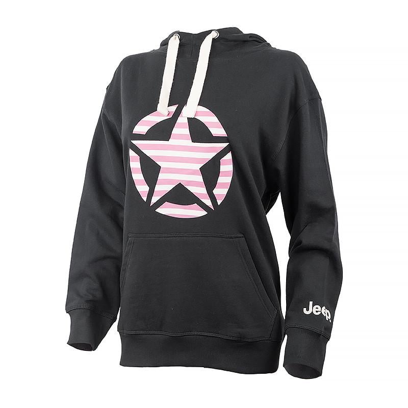 Худі жіноче JEEP HOODED OVERSIZE SWEATSHIRT STAR Striped Print L Чорний (O102608-B000 L)