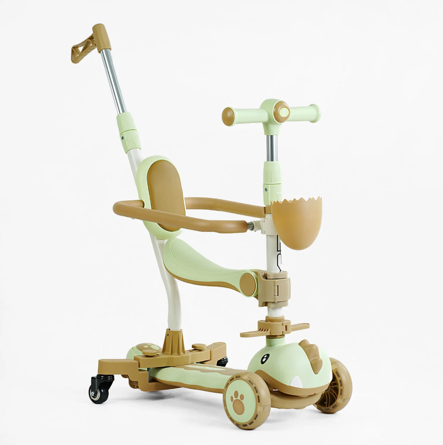 Самокат Skyper 5в1 колеса PU со светом украинская музыка с дополнительными колесами и защитным бампером Бежевый (GL-09813)