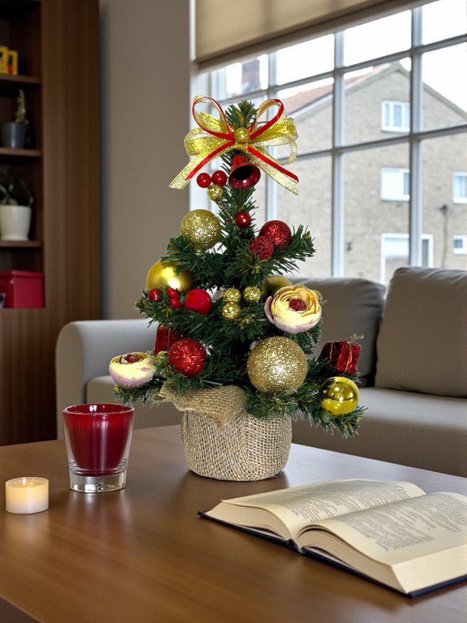 Искусственная елка Таежная 28 см/с декором Красно-золотой (5564521487) - фото 2 Искусственная елка Таежная 28 см/с декором Красно-золотой (5564521487) - фото 2