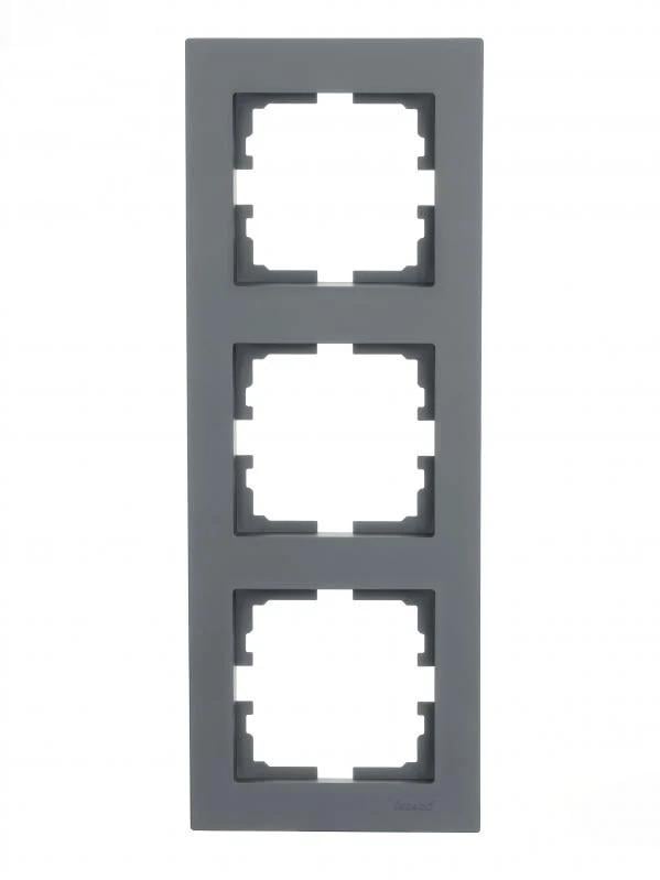 Рамка трехместная Vesna вертикальная с боковой вставкой Графит (742-3400-153)