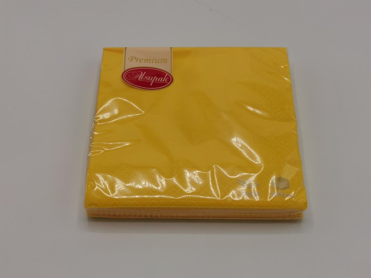 Серветки однотонні ТМ Alsupak 33х33 см 2 шари 20 шт. Жовтий - фото 1 Серветки однотонні ТМ Alsupak 33х33 см 2 шари 20 шт. Жовтий - фото 1