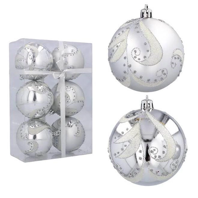 Набір новорічних пластикових кульок BAI0622-1 6 шт. 8 см (43015)