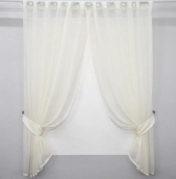 Шторки на кухню з підв'язками 280х170 см Кремовий (112к) Шторки на кухню з підв'язками 280х170 см Кремовий (112к)