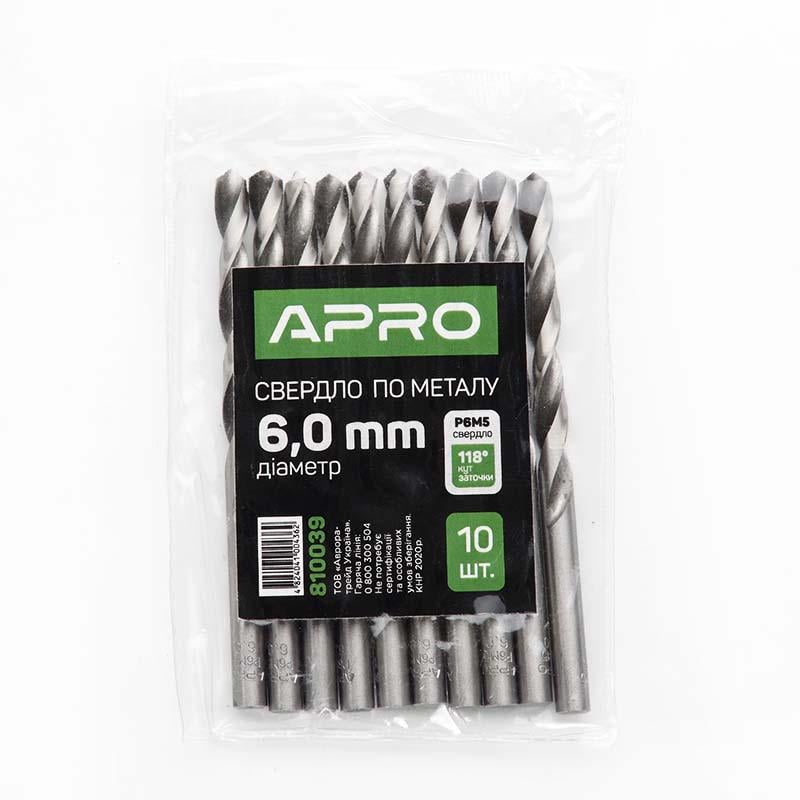 Сверло по металлу Apro Р6М5 6,0 мм (810039)
