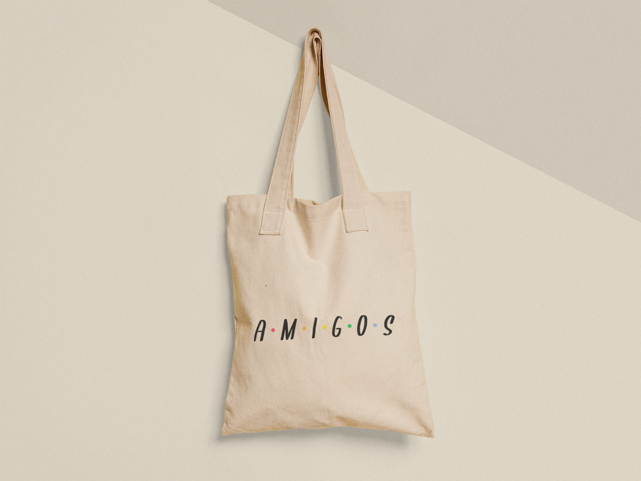 Эко-сумка шоппер с принтом "Amigos" 38х40 см Бежевый (ПН241-Т)