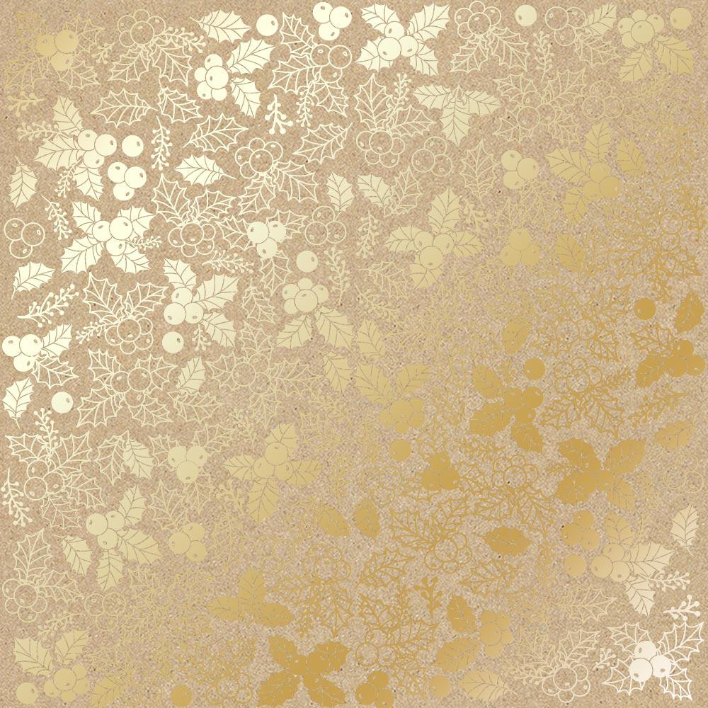 Лист бумаги односторонний Golden Winterberries с фольгированием 30,5х30,5 см Kraft