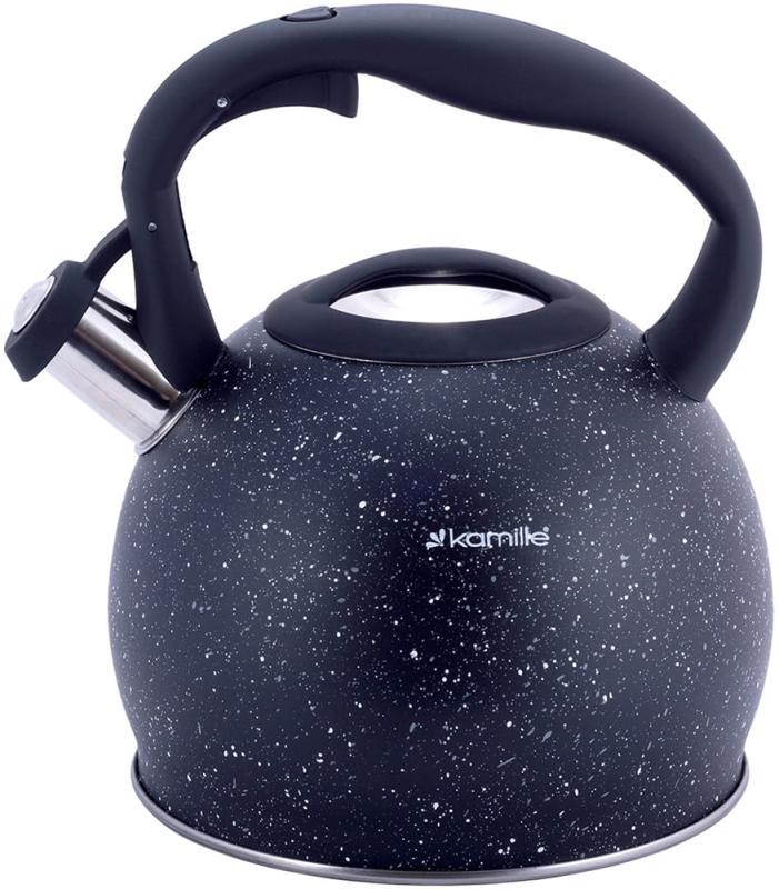 Чайник Kamille Whistling Kettle з нержавіючої сталі зі свистком 3 л Чорний