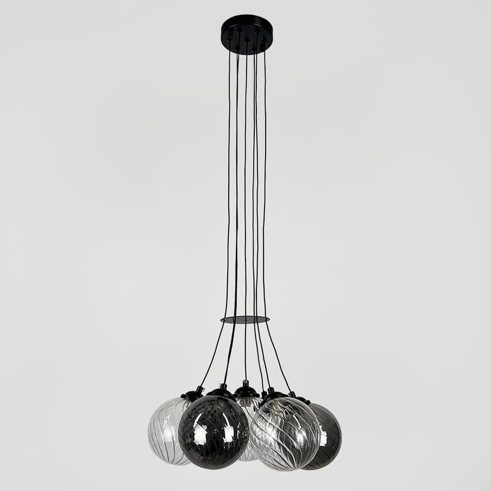 Люстра подвесная Light House LNF-17565/7 BK цоколь G9 с графитовым и прозрачным плафоном Черный