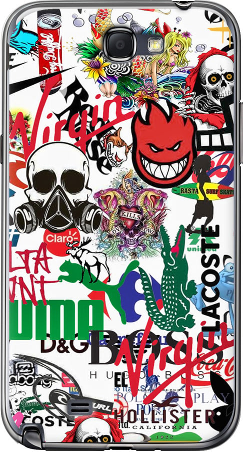 Чехол на Samsung Galaxy Note 2 N7100 Many different logos (4022t-17-42517)
