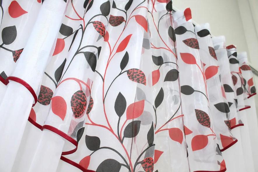 Шторки на кухню шифон 295х170 см Білий/Червоний (00к 59-483) - фото 3