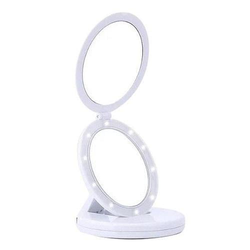 Зеркало с LED подсветкой WO-29 круглое складное с 5X увеличением Белый (14849)