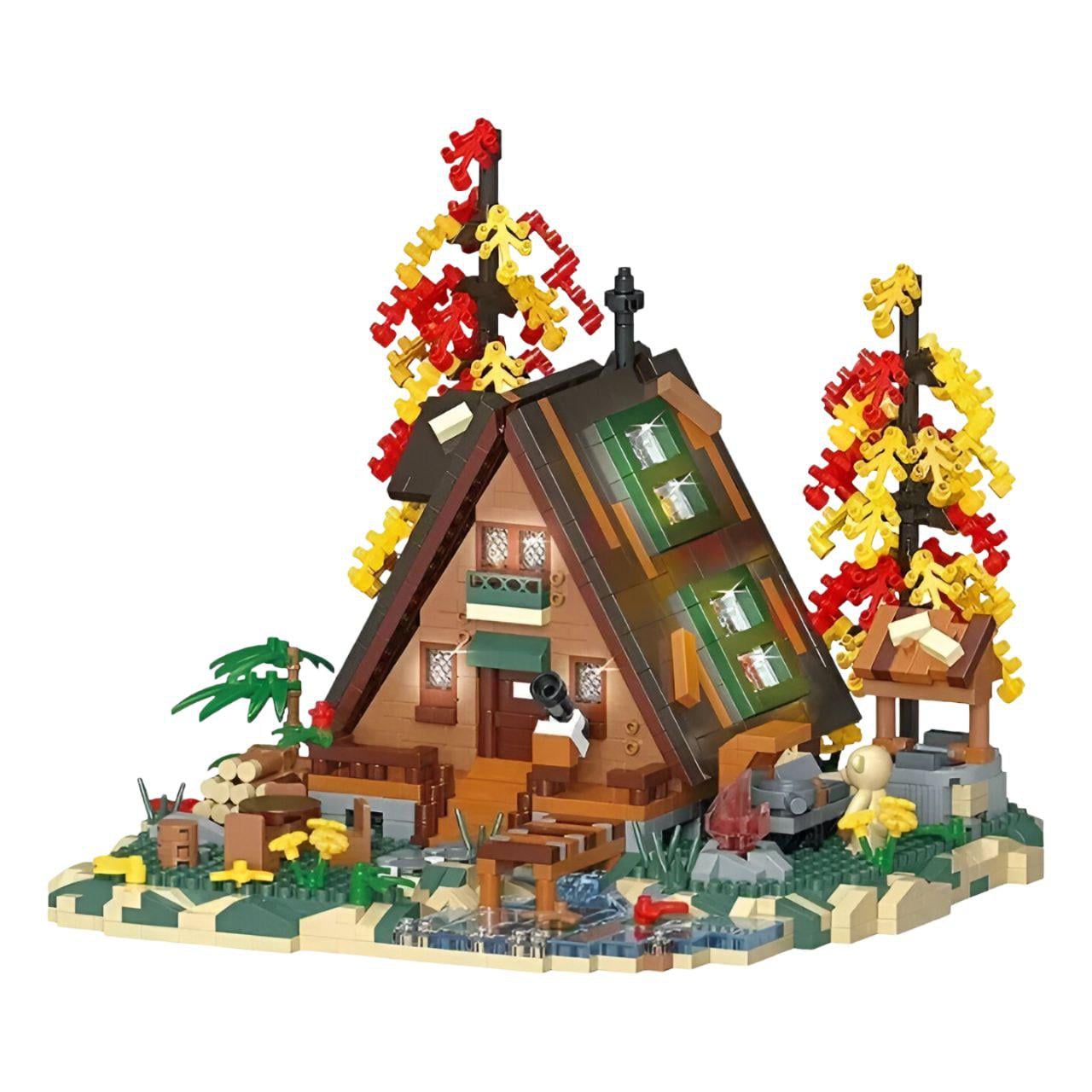 Конструктор Деревянный домик P3112 интерьерная архитектурная модель 2151 деталь в коробке Коричневый