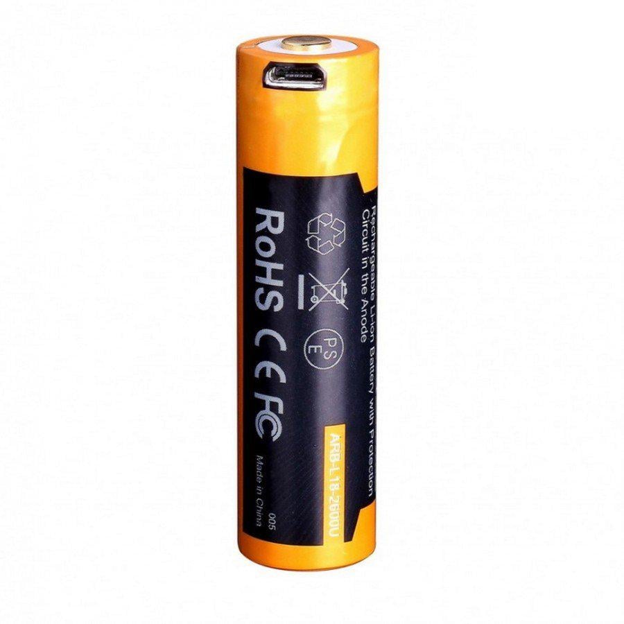 Батарейки Fenix АКБ 18650 2600mAh Li-ion (USB)