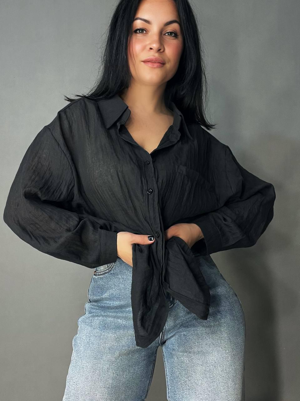 Рубашка женская Xingyue 388 с карманом жатка OS Черный (26730538) - фото 4 Рубашка женская Xingyue 388 с карманом жатка OS Черный (26730538) - фото 4