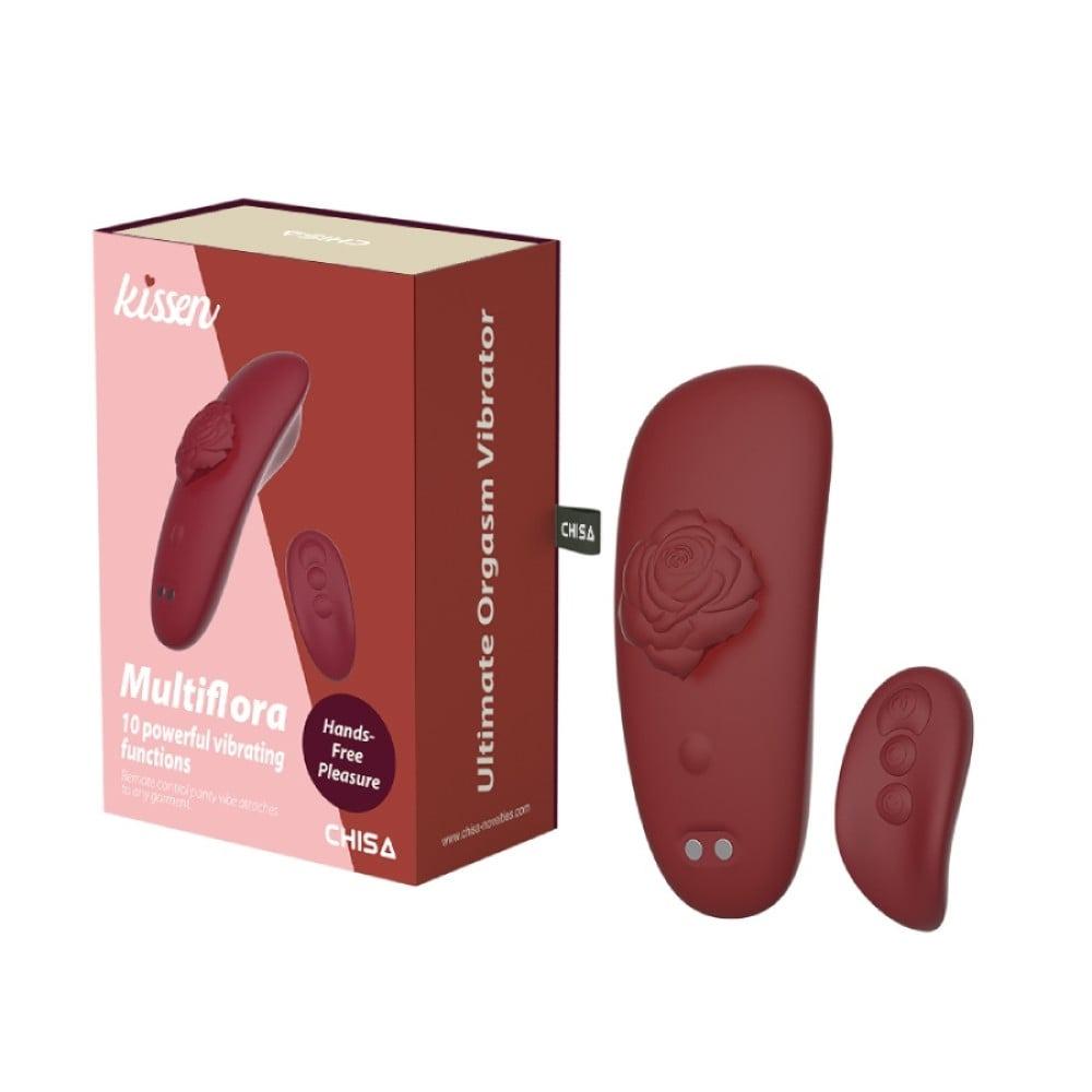 Стимулятор вибрационный у трусики Chisa Kissen Multiflora с пультом Красный (37555/CN-812437555)