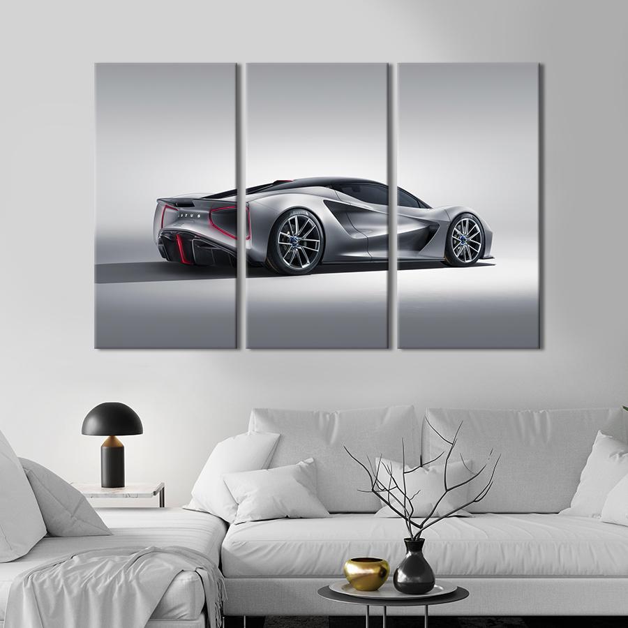 Картина на холсте триптих Стильный спорткар Lotus Emira 78x48 см (1348-31)