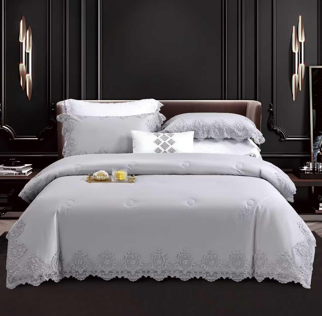 Комплект постельного белья с одеялом с кружевом евро (70130)