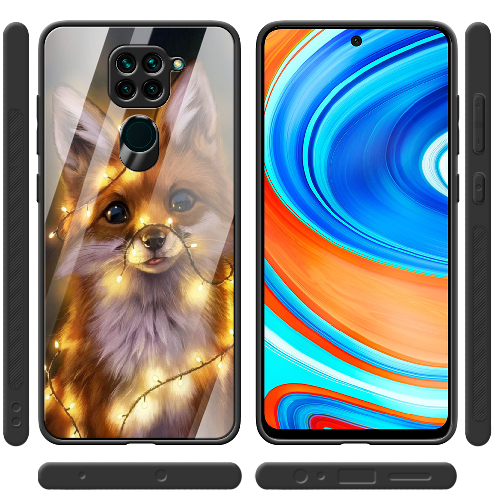 Чохол Boxface Xiaomi Redmi Note 9 Різдвяна Лисичка Чорний силікон зі склом (39801-up2399-40102) - фото 2