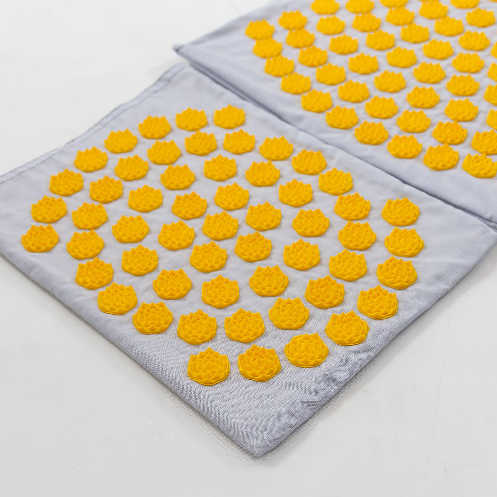 Коврик массажный Аппликатор Кузнецова/валик/подушка для спины/шеи/ног OSPORT Lotus Set Серо-желтый (n-0003) - фото 5