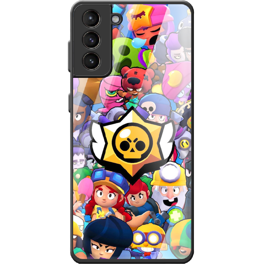 Чохол BoxFace Samsung G996 Galaxy S21 Plus Brawl Stars Чорний силікон з склом (41718-up2389-42230)