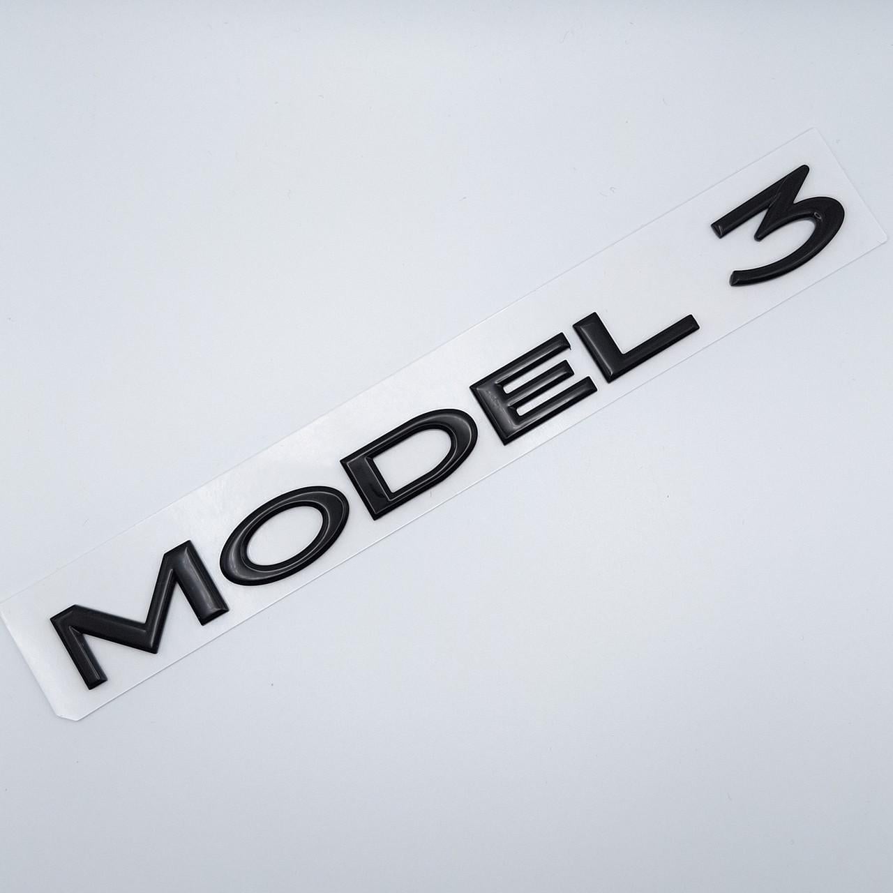 Эмблема надпись Model 3 Tesla Черный глянцевый (1998674643)