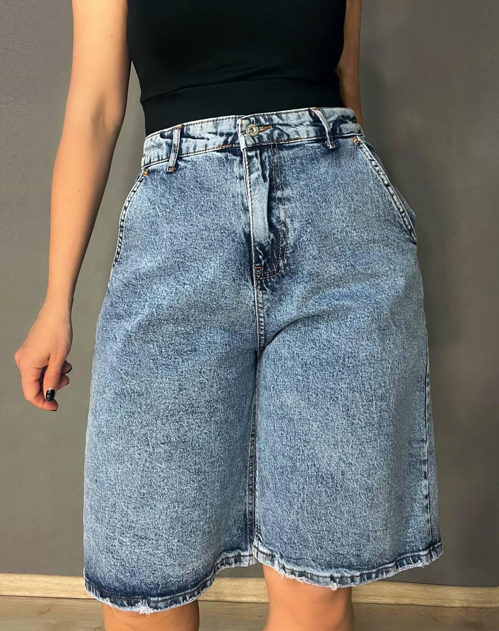 Шорты женские джинсовые Its Basic 544-30 бермуды стрейч рваные снизу р. 31 Синий (2197) - фото 4