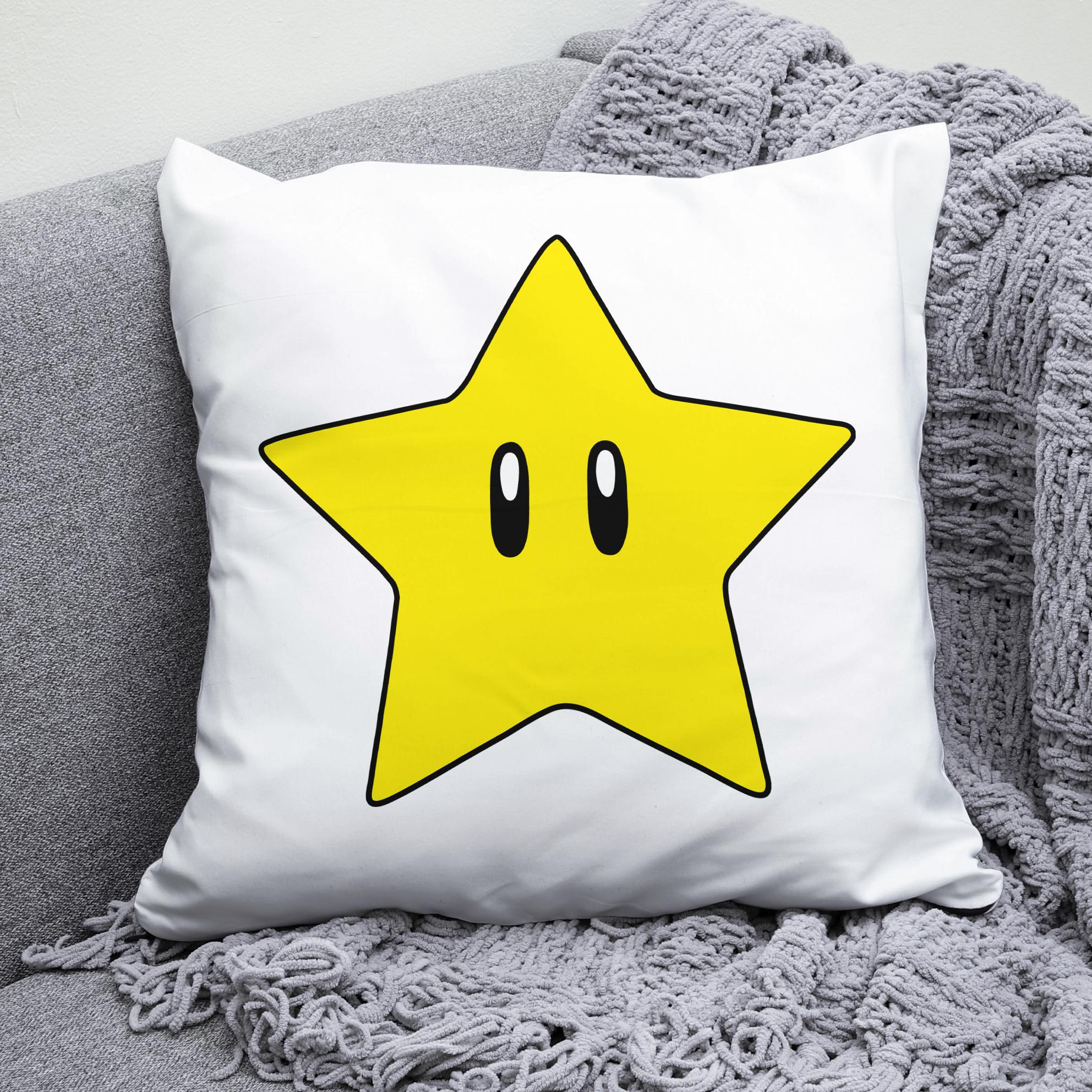 Плюшева подушка квадрат з принтом гри Super Mario зірка