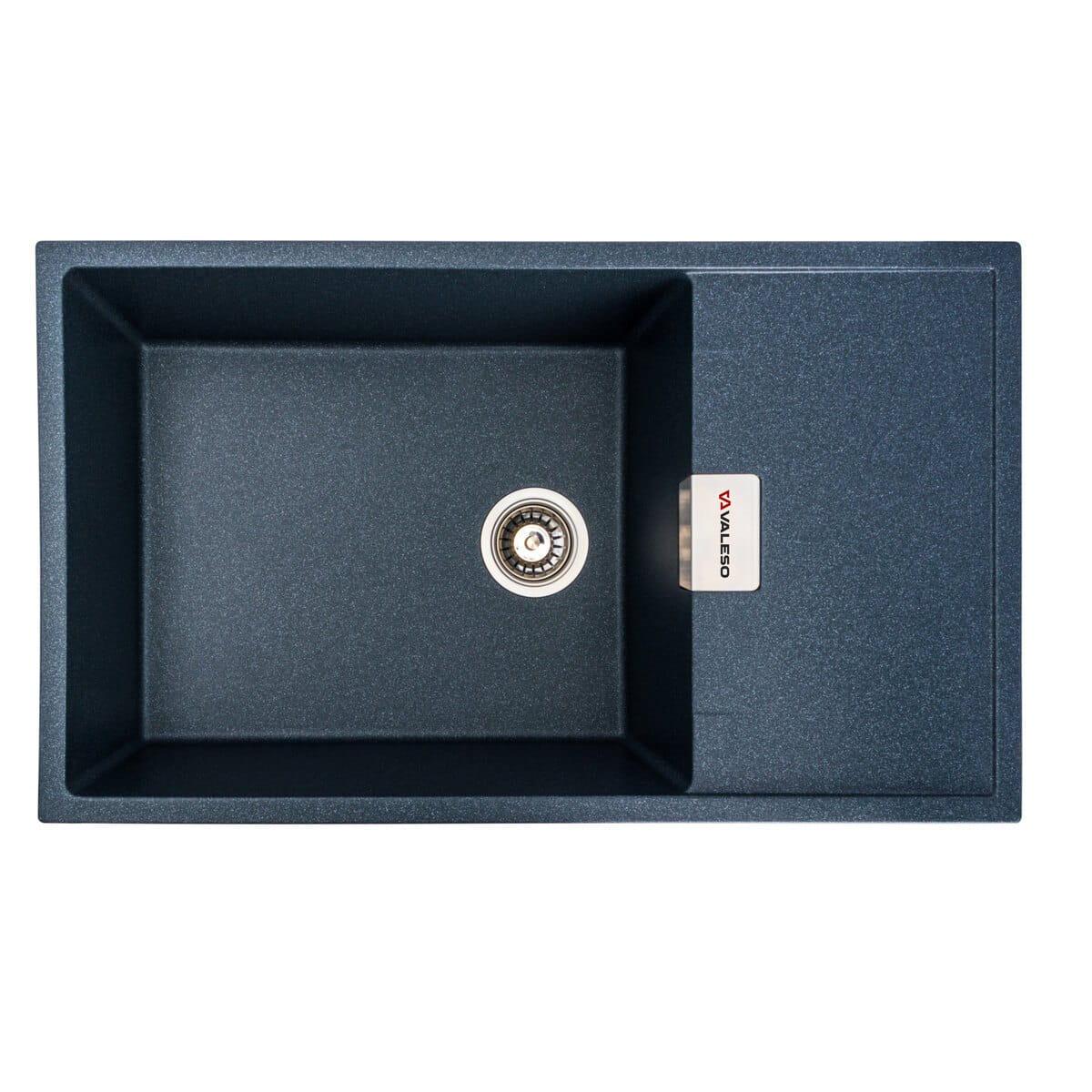 Мийка гранітна Valeso Diamond врізна прямокутна матова 860х500 мм Антрацит