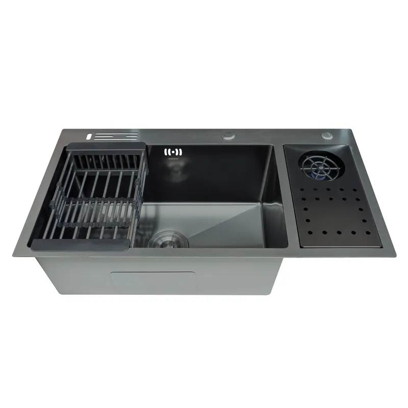 Мойка для кухни Zerix ZH8245-SET-08 micro decor из нержавеющей стали Графитовый (ZM5594)
