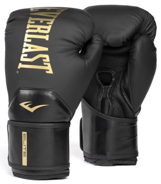 Боксерские перчатки Everlast ELITE 2 BOXING GLOVES унисекс 10 унций Черный/Золотой (24598431)