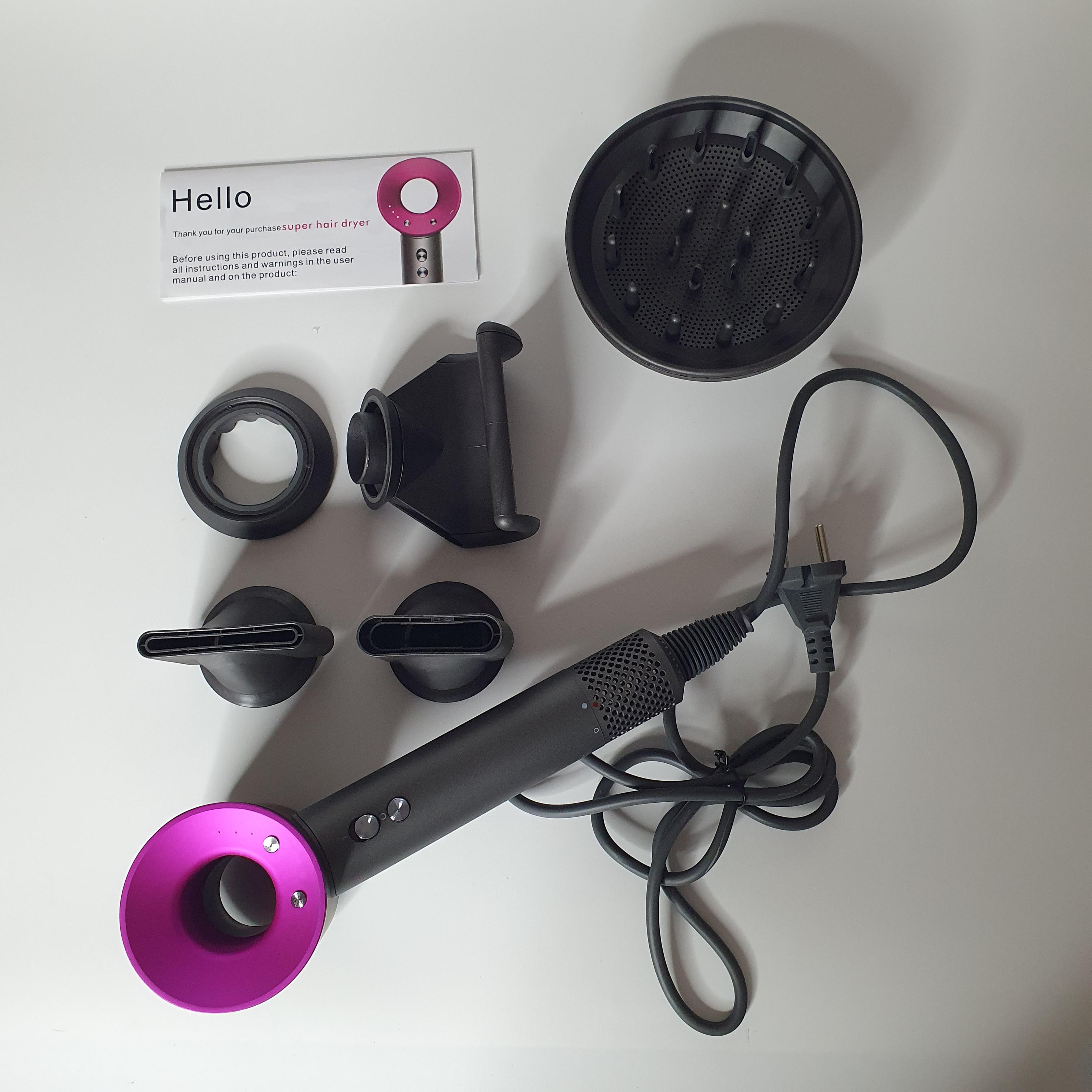 Фен для волосся професійний Super Hair Dryer 5в1 1600 Вт з насадками та дифузором Purple (DJ1-345) - фото 3