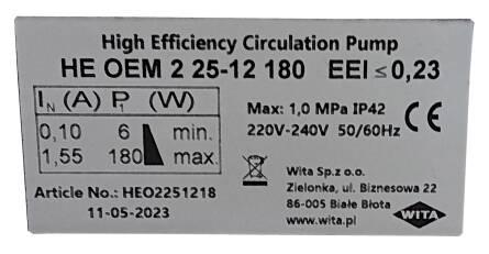 Насос циркуляційний частотний Wita HE OEM 2 120-32/180 (HEO2321218) - фото 4 Насос циркуляційний частотний Wita HE OEM 2 120-32/180 (HEO2321218) - фото 4