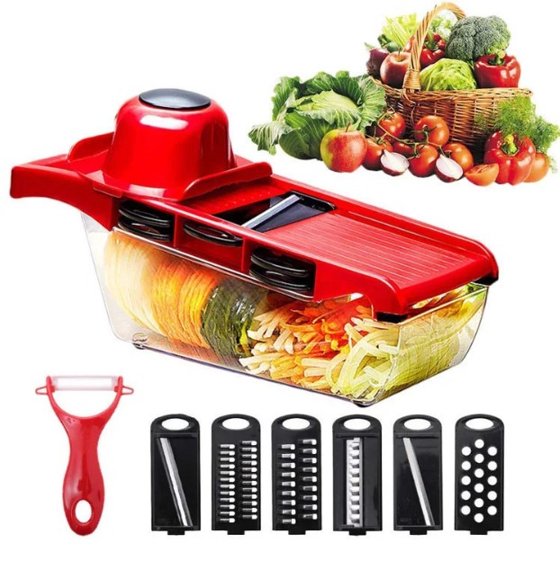 ᐉ Овощерезка ручная Mandoline Slicer 6в1 c контейнером • Купить в Киеве ...