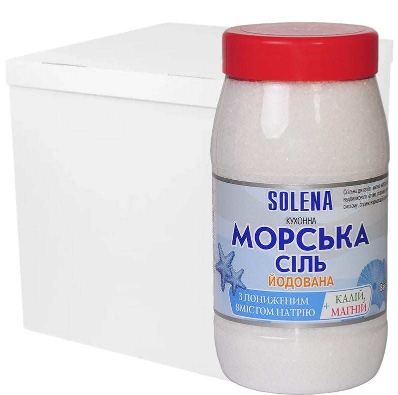 Комплект сіль Solena морська йодована з калієм магнієм з низьким вмістом натрію 6 шт. 700 г