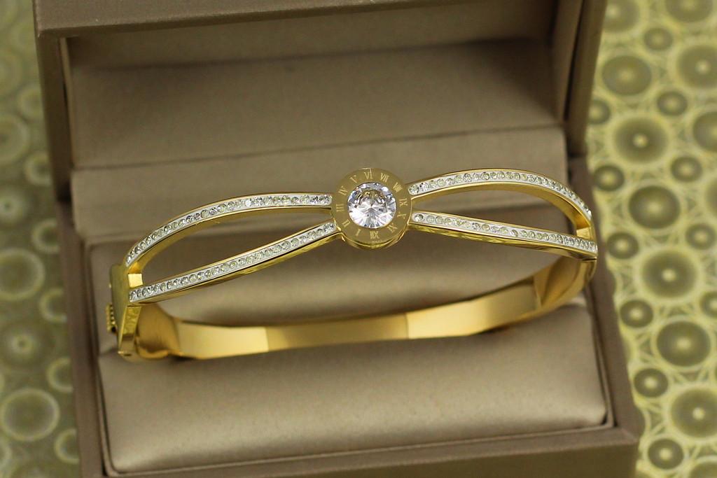 Браслет бенгл Xuping Jewelry восьмерка с римскими цифрами 60 мм 20 мм Лимонный (2388442519)
