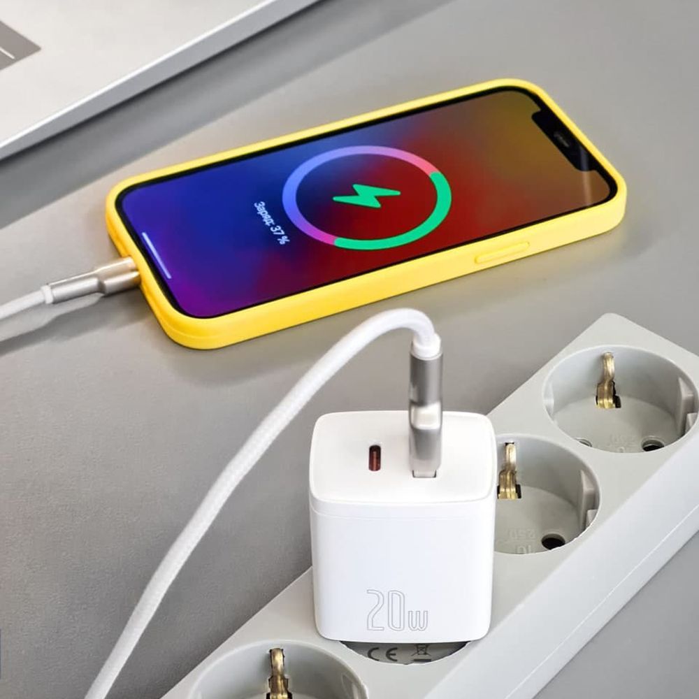 Зарядний пристрій BASEUS Compact Quick Charger 20 W QC+ PD 1Type-C+1USB White - фото 3