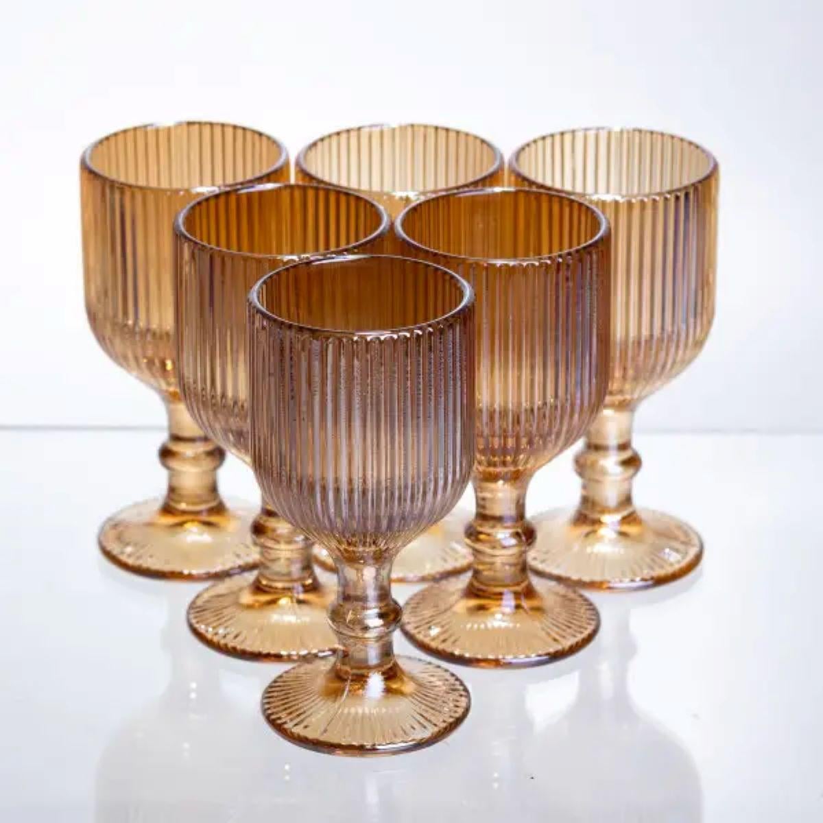 Набор рюмок для крепких напитков 6 шт. по 50 мл ребристых из толстого стекла Коричневый (HP-19-221)