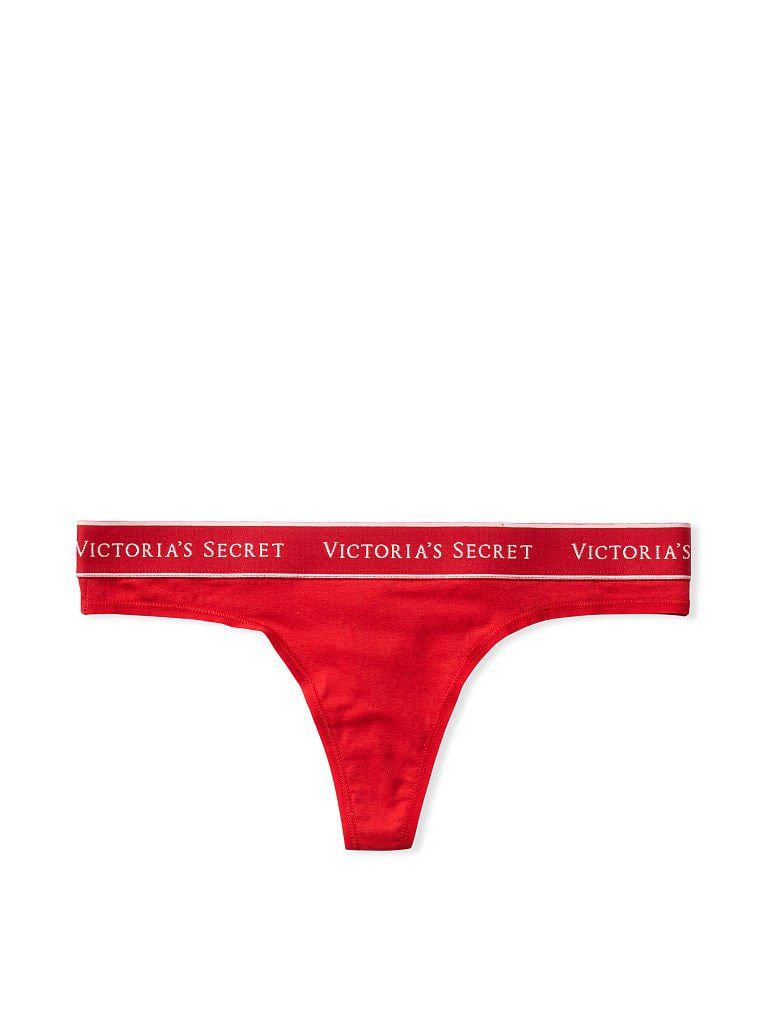 Трусы женские Victoria's Secret тонг эластичные с логотипом XS Красный (1159768598) - фото 6