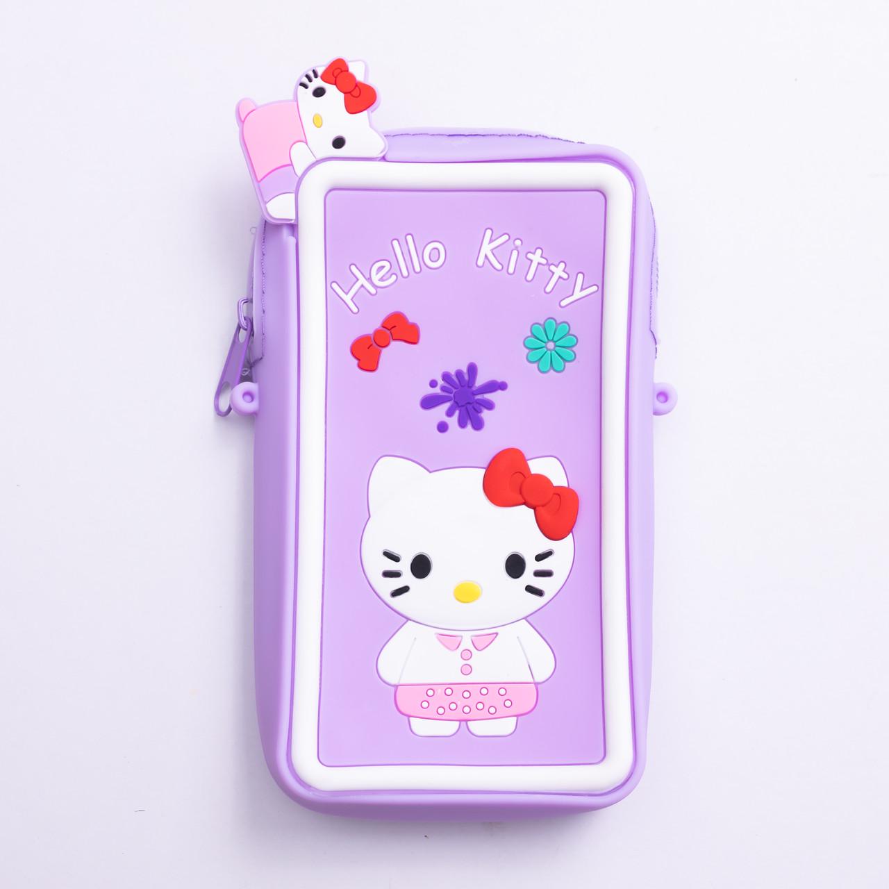 Сумочка-футляр для телефона Hello Kitty силиконовая на молнии 17х9х2 см Сиреневый (HP-55-21V) - фото 2 Сумочка-футляр для телефона Hello Kitty силиконовая на молнии 17х9х2 см Сиреневый (HP-55-21V) - фото 2