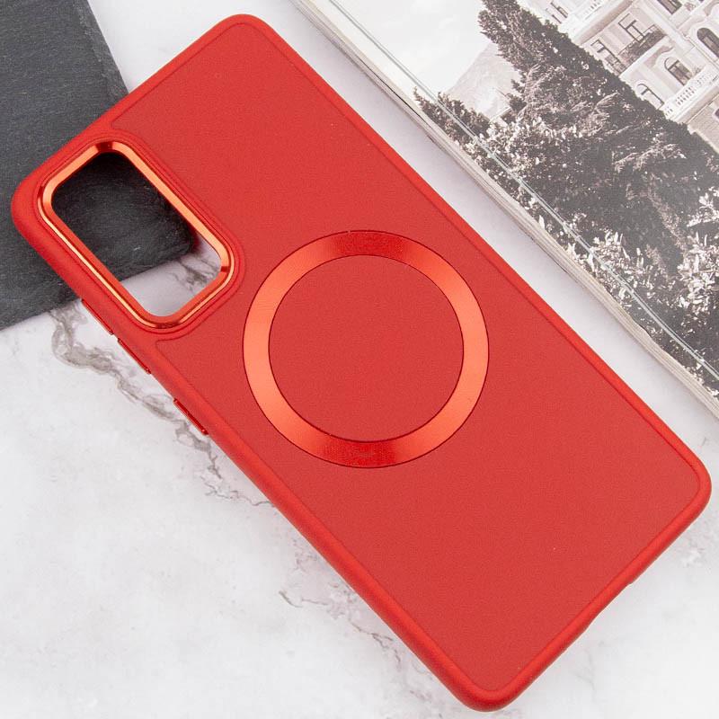 Противоударный TPU Чехол Bonbon Metal Style with MagSafe для Samsung Galaxy S22 Красный / Red - фото 4