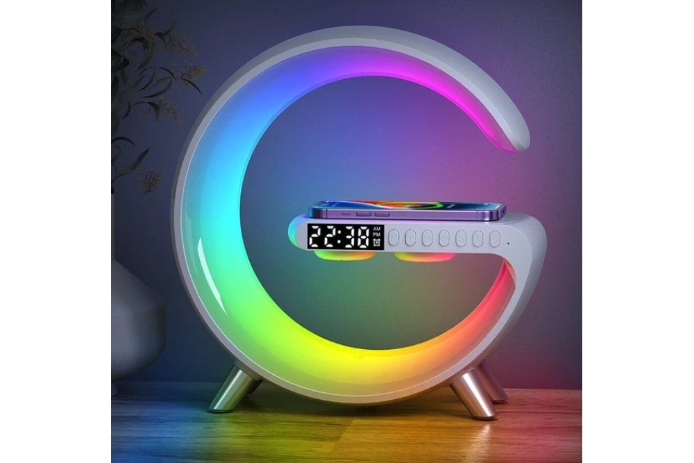 Лампа-нічник смарт настільна G-smart G11 RGB Rainbow Light-Wireless з Bluetooth колонкою/бездротовою зарядкою/FM радіо (374395)