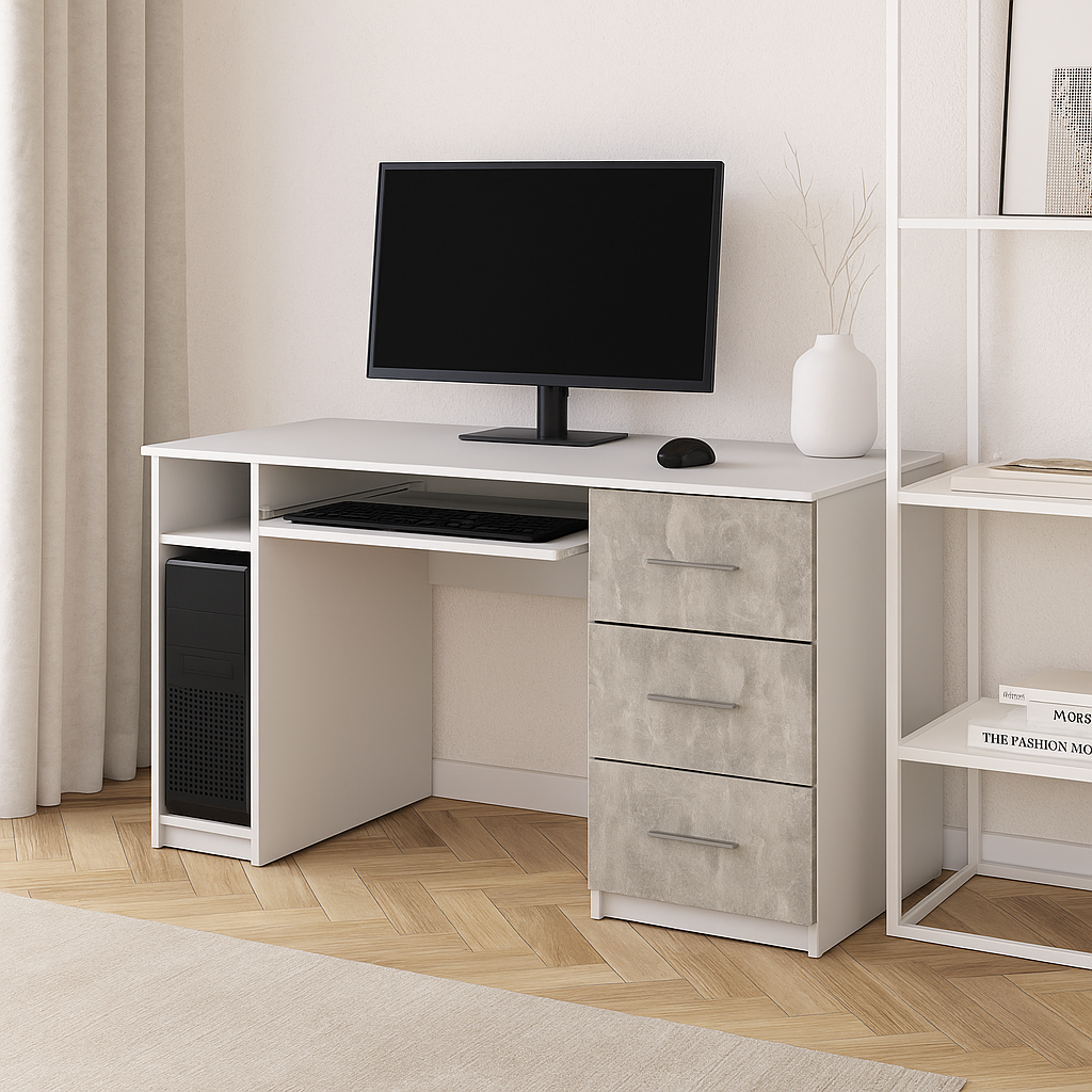 Стіл комп'ютерний СК1 3Я SENAM 780х1500х600 мм корпус ДСП Білий фасад ДСП Ательє Світлий